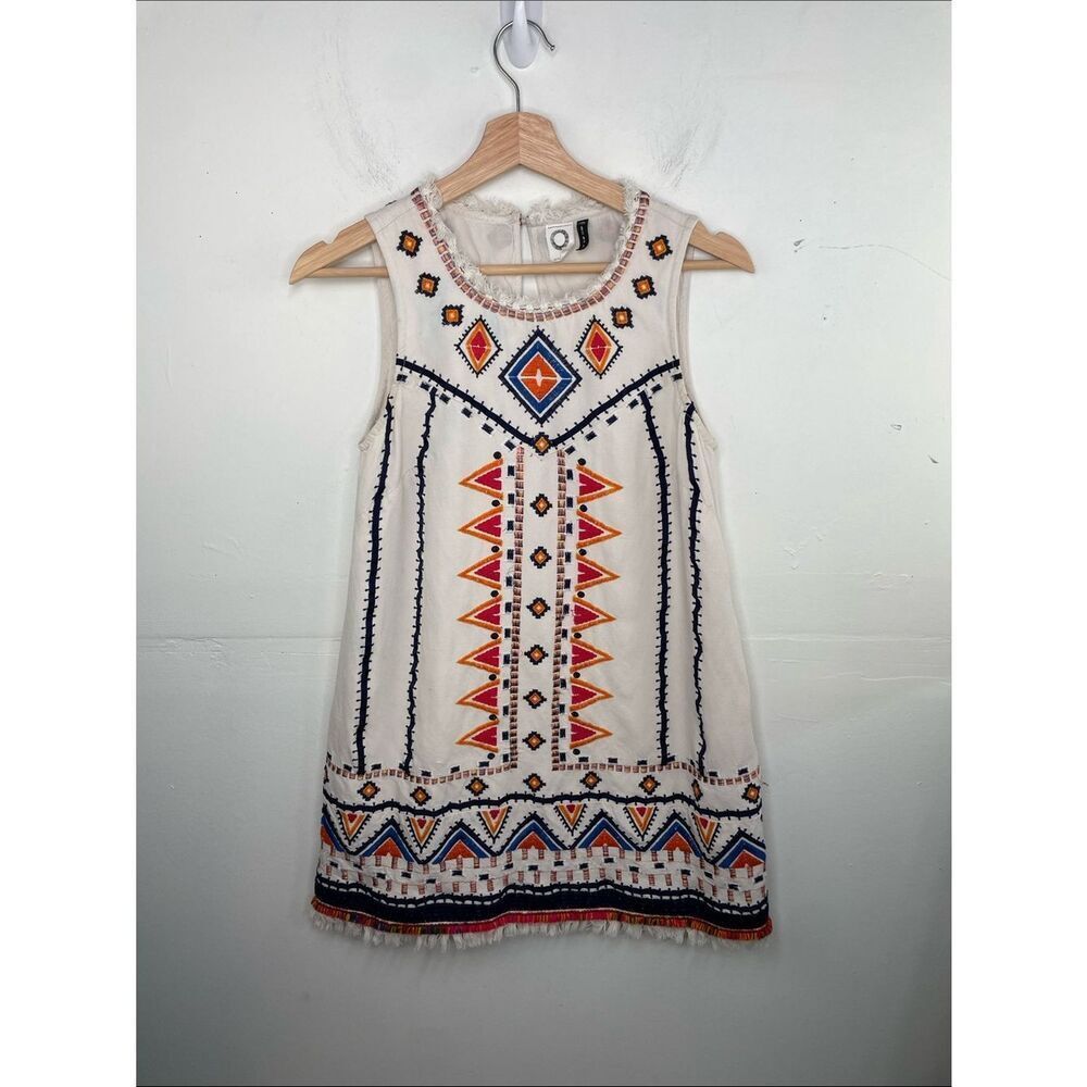 Anthropologie Akemi + Kin Reagan Mini Sleeveless Dress Embroidered Linen Size 2P